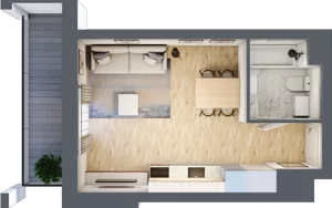 1 pokój, mieszkanie 27,66 m², piętro 5, oferta nr B1, Warszawski Świt Etap VIII, Warszawa, Targówek, Bródno, ul. Warszawski Świt 5
