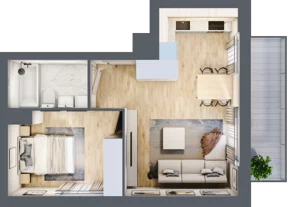 2 pokoje, mieszkanie 39,58 m², piętro 1, oferta nr E2-A013, Warszawski Świt Etap XI, Warszawa, Targówek, Bródno, ul. Warszawski Świt