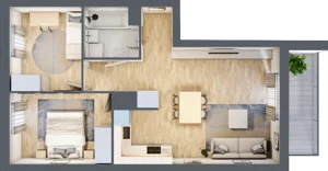 3 pokoje, mieszkanie 56,21 m², piętro 7, oferta nr E2-B109, Warszawski Świt Etap XI, Warszawa, Targówek, Bródno, ul. Warszawski Świt