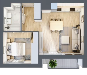 2 pokoje, mieszkanie 39,74 m², piętro 1, oferta nr E2-B066, Warszawski Świt Etap XI, Warszawa, Targówek, Bródno, ul. Warszawski Świt