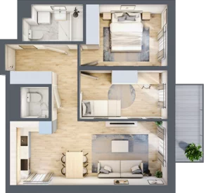 3 pokoje, mieszkanie 57,47 m², piętro 1, oferta nr C79, Zakątek Włochy, Warszawa, Włochy, ul. Robotnicza 11/13