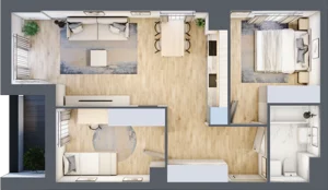 3 pokoje, mieszkanie 56,59 m², piętro 1, oferta nr L-B080, Warszawski Świt Etap XII, Warszawa, Targówek, Bródno, ul. Warszawski Świt