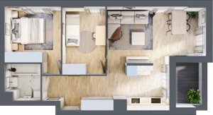 3 pokoje, mieszkanie 58,36 m², piętro 1, oferta nr L-B073, Warszawski Świt Etap XII, Warszawa, Targówek, Bródno, ul. Warszawski Świt