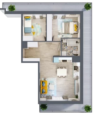 3 pokoje, mieszkanie 57,34 m², piętro 4, oferta nr F17, ul. Glogera - bud. F i G, Kraków, Prądnik Biały, Górka Narodowa, ul. Zygmunta Glogera