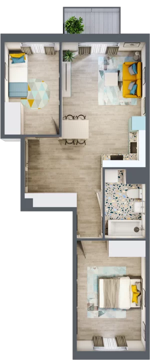 3 pokoje, mieszkanie 56,57 m², piętro 2, oferta nr G26, ul. Glogera - bud. F i G, Kraków, Prądnik Biały, Górka Narodowa, ul. Zygmunta Glogera