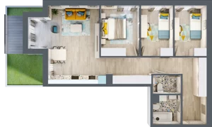4 pokoje, mieszkanie 76,40 m², piętro 1, oferta nr 15, Smętna Garden, Kraków, Bronowice, Bronowice Wielkie, ul. Smętna 1E/F