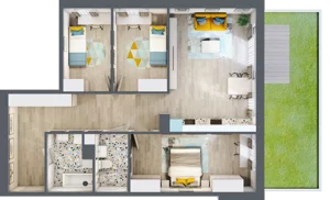 4 pokoje, mieszkanie 88,22 m², parter, oferta nr 1, Smętna Garden, Kraków, Bronowice, Bronowice Wielkie, ul. Smętna 1E/F