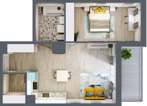 2 pokoje, mieszkanie 54,56 m², piętro 1, oferta nr 17, Smętna Garden, Kraków, Bronowice, Bronowice Wielkie, ul. Smętna 1E/F