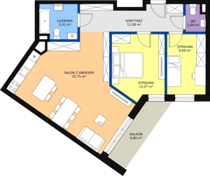3 pokoje, mieszkanie 80,66 m², piętro 1, oferta nr C-80, Przewóz 4, Kraków, Podgórze, Płaszów, ul. Przewóz 4