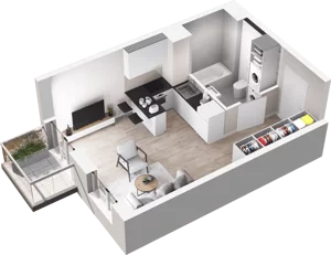 1 pokój, mieszkanie 27,12 m², piętro 2, oferta nr D31, Na Koszutce II, Katowice, Śródmieście, Koszutka, ul. Słoneczna 1