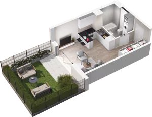 1 pokój, mieszkanie 27,12 m², parter, oferta nr E01, Na Koszutce II, Katowice, Śródmieście, Koszutka, ul. Słoneczna 1