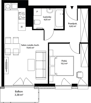2 pokoje, mieszkanie 40,40 m², piętro 5, oferta nr mieszkanie 29, Bytkowska 4.0, Katowice, Wełnowiec-Józefowiec, ul. Bytkowska