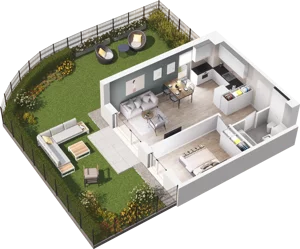 2 pokoje, mieszkanie 46,09 m², parter, oferta nr D03, Na Koszutce II, Katowice, Śródmieście, Koszutka, ul. Słoneczna 1
