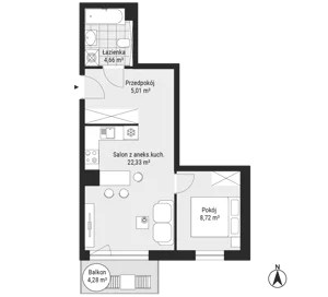 2 pokoje, mieszkanie 40,72 m², piętro 1, oferta nr F2-07, Na Koszutce II, Katowice, Śródmieście, Koszutka, ul. Słoneczna 1