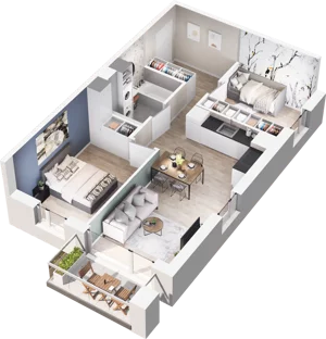 2 pokoje, mieszkanie 40,72 m², piętro 2, oferta nr F2-13, Na Koszutce II, Katowice, Śródmieście, Koszutka, ul. Słoneczna 1