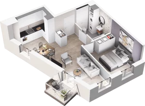 2 pokoje, mieszkanie 40,11 m², piętro 2, oferta nr F1-14, Na Koszutce II, Katowice, Śródmieście, Koszutka, ul. Słoneczna 1