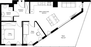 3 pokoje, mieszkanie 58,43 m², piętro 4, oferta nr mieszkanie 28, Bytkowska 4.0, Katowice, Wełnowiec-Józefowiec, ul. Bytkowska