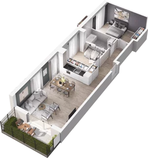 3 pokoje, mieszkanie 66,72 m², parter, oferta nr F2-01, Na Koszutce II, Katowice, Śródmieście, Koszutka, ul. Słoneczna 1