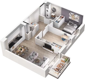 3 pokoje, mieszkanie 62,21 m², piętro 1, oferta nr D17, Na Koszutce II, Katowice, Śródmieście, Koszutka, ul. Słoneczna 1