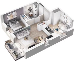 3 pokoje, mieszkanie 46,55 m², piętro 4, oferta nr D50, Na Koszutce II, Katowice, Śródmieście, Koszutka, ul. Słoneczna 1