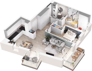 3 pokoje, mieszkanie 59,65 m², piętro 2, oferta nr E26, Na Koszutce II, Katowice, Śródmieście, Koszutka, ul. Słoneczna 1