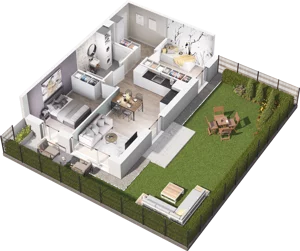 3 pokoje, mieszkanie 51,85 m², parter, oferta nr F2-03, Na Koszutce II, Katowice, Śródmieście, Koszutka, ul. Słoneczna 1