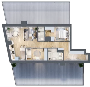 3 pokoje, mieszkanie 75,84 m², piętro 4, oferta nr D52, Na Koszutce II, Katowice, Śródmieście, Koszutka, ul. Słoneczna 1