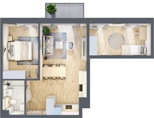 3 pokoje, mieszkanie 56,42 m², piętro 3, oferta nr D47, Na Koszutce II, Katowice, Śródmieście, Koszutka, ul. Słoneczna 1