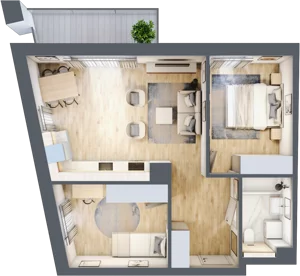3 pokoje, mieszkanie 55,51 m², piętro 3, oferta nr D45, Na Koszutce II, Katowice, Śródmieście, Koszutka, ul. Słoneczna 1