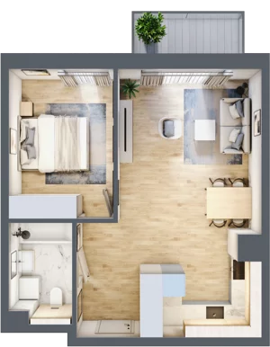 2 pokoje, mieszkanie 45,42 m², piętro 2, oferta nr D34, Na Koszutce II, Katowice, Śródmieście, Koszutka, ul. Słoneczna 1