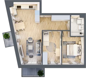 3 pokoje, mieszkanie 60,00 m², piętro 1, oferta nr D20, Na Koszutce II, Katowice, Śródmieście, Koszutka, ul. Słoneczna 1