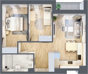 3 pokoje, mieszkanie 56,11 m², piętro 1, oferta nr D12, Na Koszutce II, Katowice, Śródmieście, Koszutka, ul. Słoneczna 1