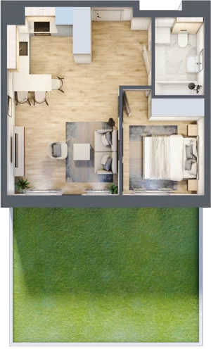 2 pokoje, mieszkanie 40,70 m², parter, oferta nr D07, Na Koszutce II, Katowice, Śródmieście, Koszutka, ul. Słoneczna 1