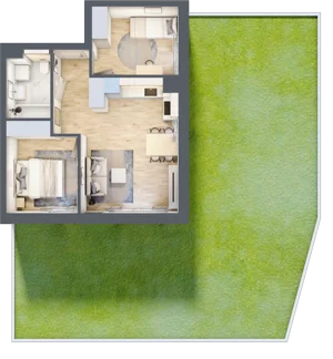 3 pokoje, mieszkanie 46,55 m², parter, oferta nr D04, Na Koszutce II, Katowice, Śródmieście, Koszutka, ul. Słoneczna 1