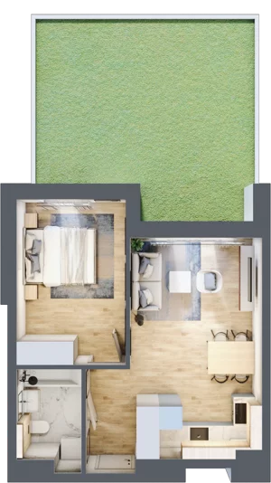 2 pokoje, mieszkanie 39,34 m², parter, oferta nr D01, Na Koszutce II, Katowice, Śródmieście, Koszutka, ul. Słoneczna 1