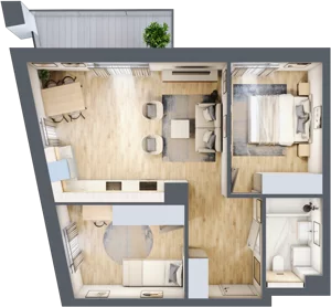3 pokoje, mieszkanie 55,51 m², piętro 2, oferta nr E27, Na Koszutce II, Katowice, Śródmieście, Koszutka, ul. Słoneczna 1