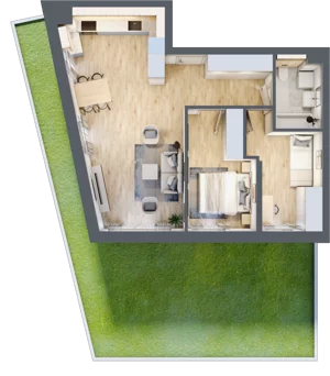 3 pokoje, mieszkanie 59,64 m², parter, oferta nr E02, Na Koszutce II, Katowice, Śródmieście, Koszutka, ul. Słoneczna 1