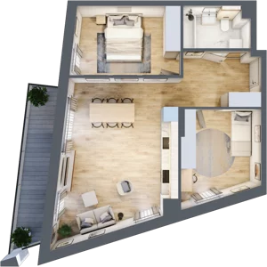 3 pokoje, mieszkanie 64,10 m², piętro 2, oferta nr F1-17, Na Koszutce II, Katowice, Śródmieście, Koszutka, ul. Słoneczna 1