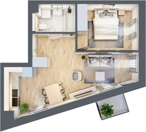 2 pokoje, mieszkanie 39,85 m², piętro 2, oferta nr F1-16, Na Koszutce II, Katowice, Śródmieście, Koszutka, ul. Słoneczna 1