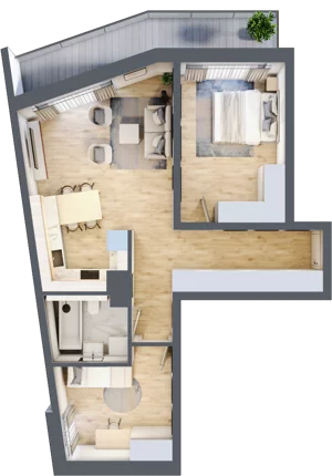 3 pokoje, mieszkanie 61,62 m², piętro 1, oferta nr F1-06, Na Koszutce II, Katowice, Śródmieście, Koszutka, ul. Słoneczna 1