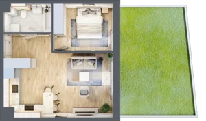 2 pokoje, mieszkanie 41,41 m², parter, oferta nr F1-03, Na Koszutce II, Katowice, Śródmieście, Koszutka, ul. Słoneczna 1