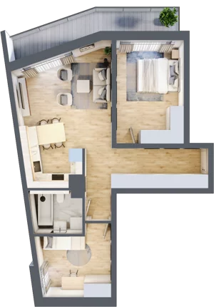 3 pokoje, mieszkanie 61,61 m², parter, oferta nr F1-01, Na Koszutce II, Katowice, Śródmieście, Koszutka, ul. Słoneczna 1