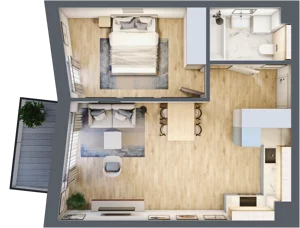 2 pokoje, mieszkanie 46,51 m², piętro 1, oferta nr F1-11, Na Koszutce II, Katowice, Śródmieście, Koszutka, ul. Słoneczna 1