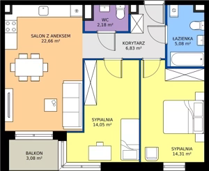 3 pokoje, mieszkanie 65,11 m², piętro 1, oferta nr A.14, Nowa Namiarkowa, Będzin, ul. Namiarkowa 15D