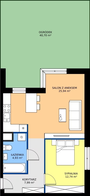 2 pokoje, mieszkanie 51,60 m², parter, oferta nr A.01, Nowa Namiarkowa, Będzin, ul. Namiarkowa 15D