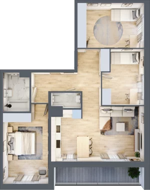 4 pokoje, mieszkanie 79,80 m², piętro 3, oferta nr B.22, Nowa Namiarkowa, Będzin, ul. Namiarkowa 15D