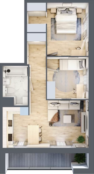 3 pokoje, mieszkanie 57,01 m², piętro 1, oferta nr C.08, Nowa Namiarkowa, Będzin, ul. Namiarkowa 15D