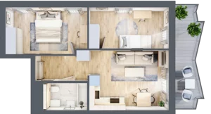 3 pokoje, mieszkanie 48,94 m², piętro 1, oferta nr 14, Semiramis, Katowice, Dąbrówka Mała, ul. Wiertnicza