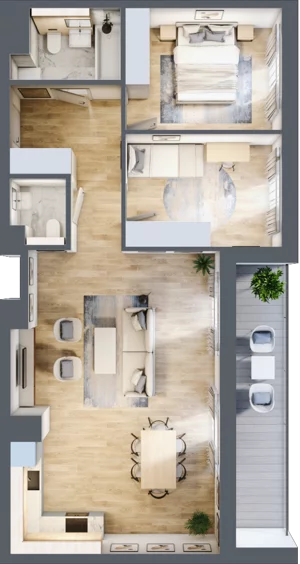 3 pokoje, mieszkanie 72,22 m², piętro 9, oferta nr 153, Semiramis, Katowice, Dąbrówka Mała, ul. Wiertnicza