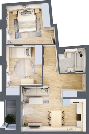 3 pokoje, mieszkanie 53,93 m², piętro 6, oferta nr 108, Semiramis, Katowice, Dąbrówka Mała, ul. Wiertnicza